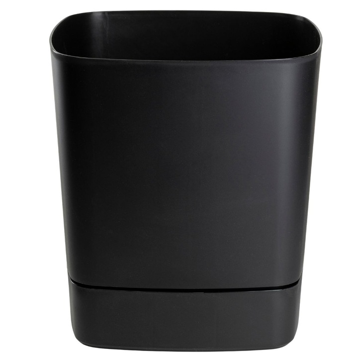 Ghiveci Patrat Cu Farfurie, HowHomely, CUBI, Material 100% Reciclat, Finisaj Mat Elegant, Ideal Pentru Parapet Sau Raft, Stil Modern Si Loft, Rezistent Si Stabil, Protectie Scurgere Apa, 34x34 cm, Negru