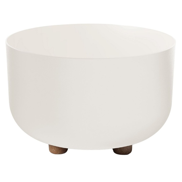Bol Ghiveci Pe Picioare, HowHomely, TERRA, Material 100% Reciclat, Forma Rotunda Joasa, Design Modern Si Elegant, Ideal Pentru Aranjamente Florale Si Terasa, Constructie Stabila Si Usoara, Rezistent, 17x26.9 cm, Alb