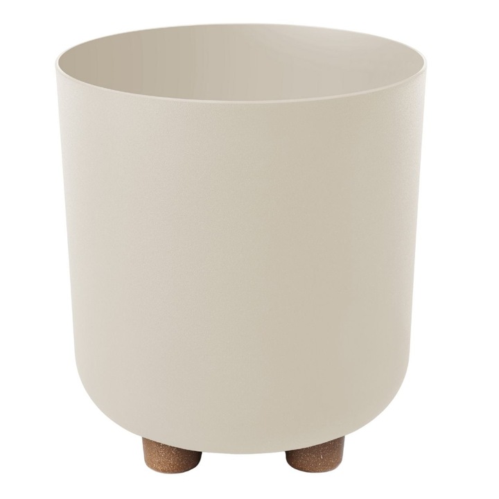 Ghiveci Pe Picioare, HowHomely, TERRA, Material 100% Reciclat, Forma Cilindrica Eleganta, Finisaj Mat, Ideal Pentru Interior Si Terasa, Include Insertie Neagra, Constructie Stabila Si Usoara, 21x19 cm, Bej