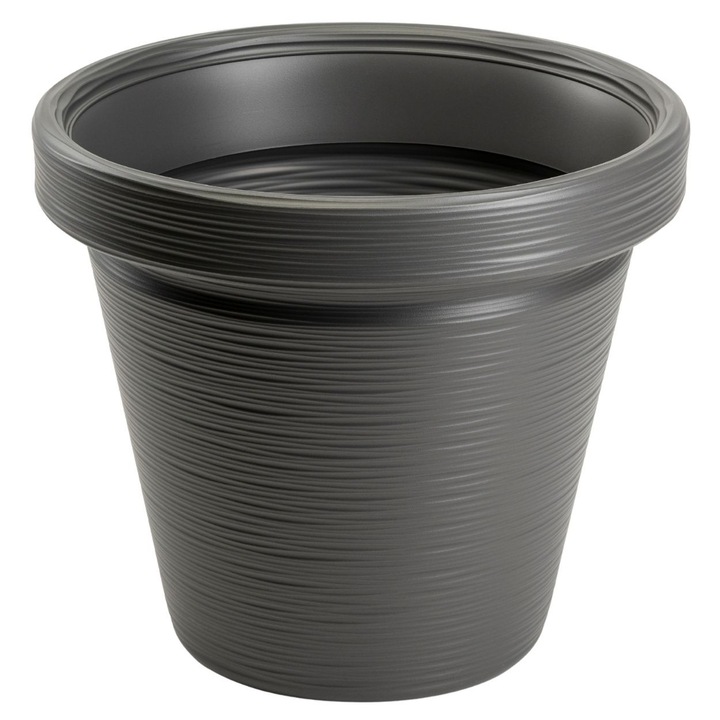 Ghiveci Gradina, HowHomely, Srtia Riflo, Material 100% Reciclat, Textura Decorativa Daltuita, Rezistent La Inget Pana La -40C, Ideal Pentru Terasa Si Exterior, Forma Stabila Si Inalta, 40x46 cm, Antracit