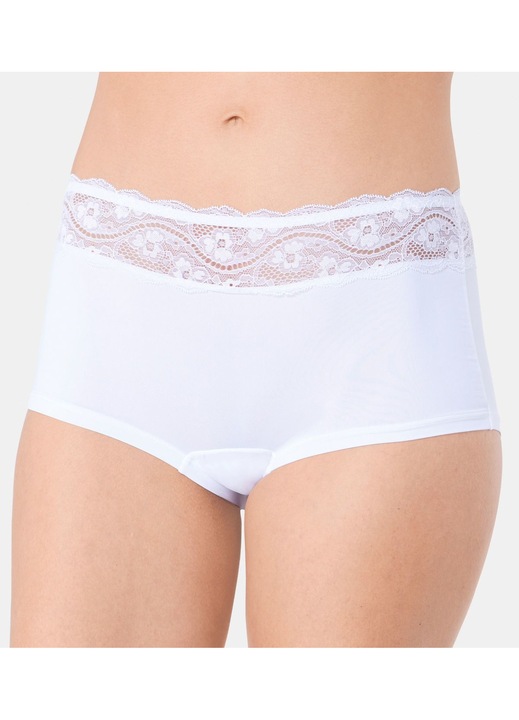 Дамски къси бикини, Triumph, декоративна дантела, бял, микрофибър, M INTL