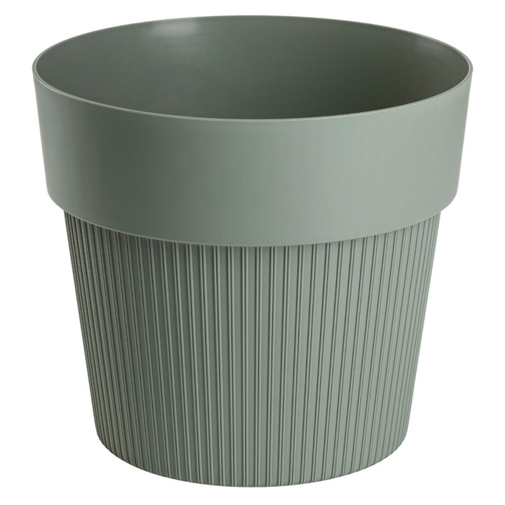 Ghiveci Rotund, HowHomely, SILVA LINE, Material 100% Reciclat, Design Modern Cu Striatii Verticale, Finisaj Mat Elegant, Ideal Pentru Parapet Sau Raft, Stil Natural Si Modern, Rezistent Si Durabil, 17.5x20 cm, Verde