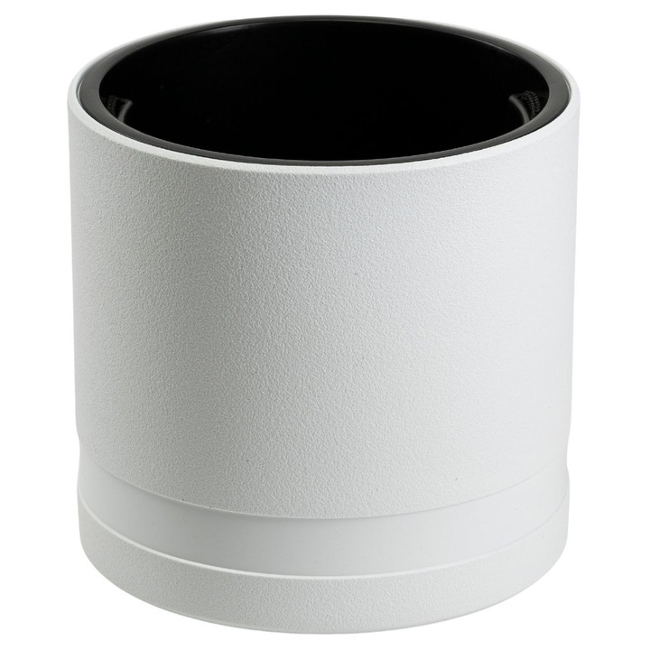 Ghiveci Gradina, HowHomely, LUNA WALEC, Material 100% Reciclat, Forma Cilindrica Cu Banda Decorativa, Rezistent La Inget Pana La -40C, Include Insertie Detasabila Cu Sfoara, Ideal Pentru Terasa Si Balcon, 30.8 cm, Alb