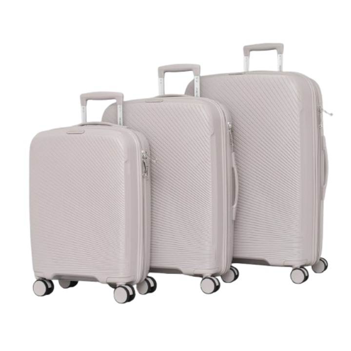Set Valize PERFECT++LINE PP 2405-2, Extensibil, 75/49/29 cm, Gri deschis, 3 bucăți