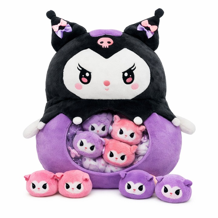 Jucarie de Plus Kuromi cu Pui Mov, 40 cm, Plus Mare si Pufos pentru Copii