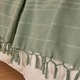 Cuvertura Pat, Atmosphera, Anjali, Din Bumbac Natural Cu Textura In Dungi Subtile Si Ciucuri Decorativi, Material Moale Si Placut La Atingere, Stil Relaxat Si Confortabil, 160x220 Cm, Verde