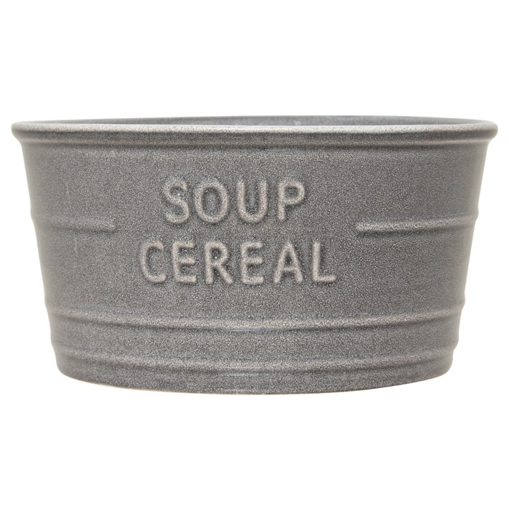 Bol Supa, Secret De Gourmet, Cereal, Ceramica Clasica Si Durabila, Ideal Pentru Cereale Salate Sau Deserturi, Design Stackable Pentru Depozitare Usoara, Compatibil Masina De Spalat Vase Si Microunde, 500 ml, Gri