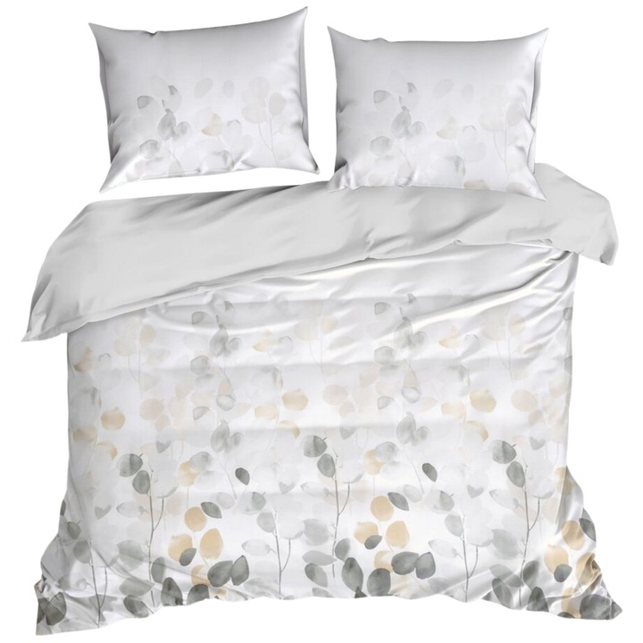 Ágynemű, Eurofirany, Spring/94, Finom Szatén Pamutból, Levélmintás, Puha és Bársonyos Textúra, Sanforizált Ellenálló Anyag, Praktikus Rejtett Cipzáras Záródás, Paplanhuzat 220x200 cm, Többszínű