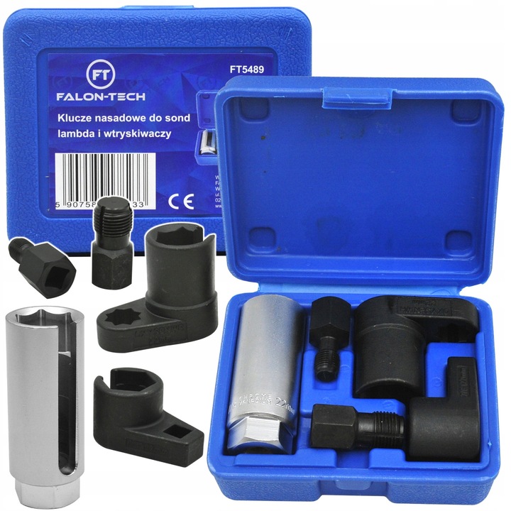 Falon-Tech FT5489 szerszámkészlet, 22mm, lambda szondákhoz és injektorokhoz, 2 menettel M12 és M18
