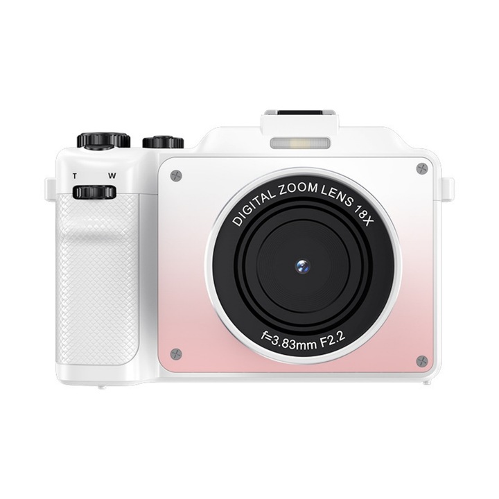 Aparat foto digital, pentru incepatori, 8K, cu functie de selfie fata-spate, 16 focalizari, 80 de milioane de pixeli, ecran de 3,0 inci, stabilizator de imagine, control manual complet, Alb