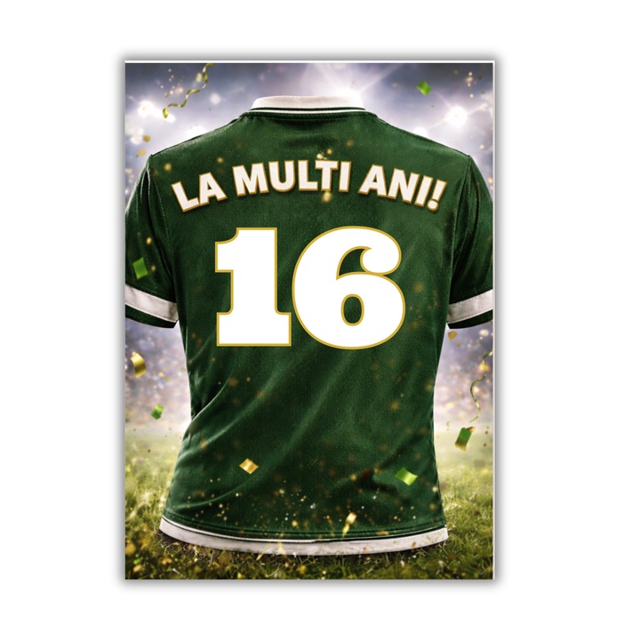 Felicitare 13x18cm cu plic- aniversare/zi nastere 16 ani- baiat fotbal