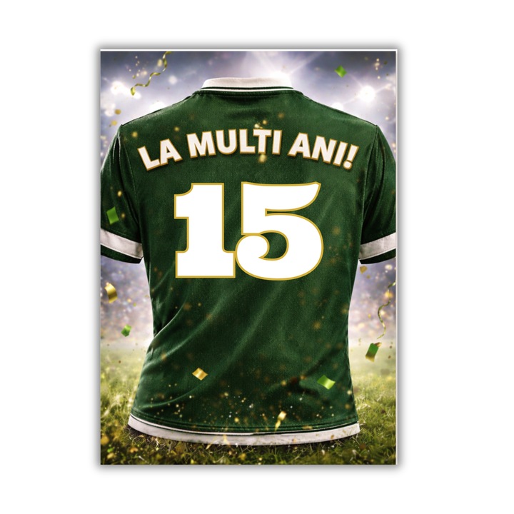 Felicitare 13x18cm cu plic- aniversare/zi nastere 15 ani- baiat fotbal