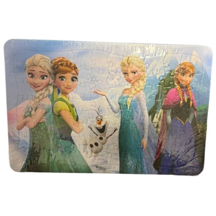 Set Puzzle Frozen, 80 piese, educational, cu desen de colorat, 3 ani+