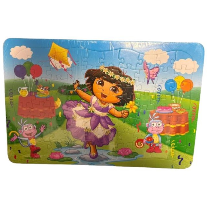 Set Puzzle Dora Exploratoarea, 80 piese, educational, cu desen de colorat, 3 ani+