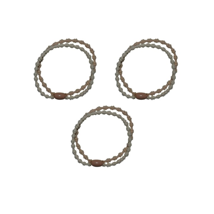 Elastic de par dublu, set 3 bucati, pentru fete Mini Junior ELS1803C, Crem