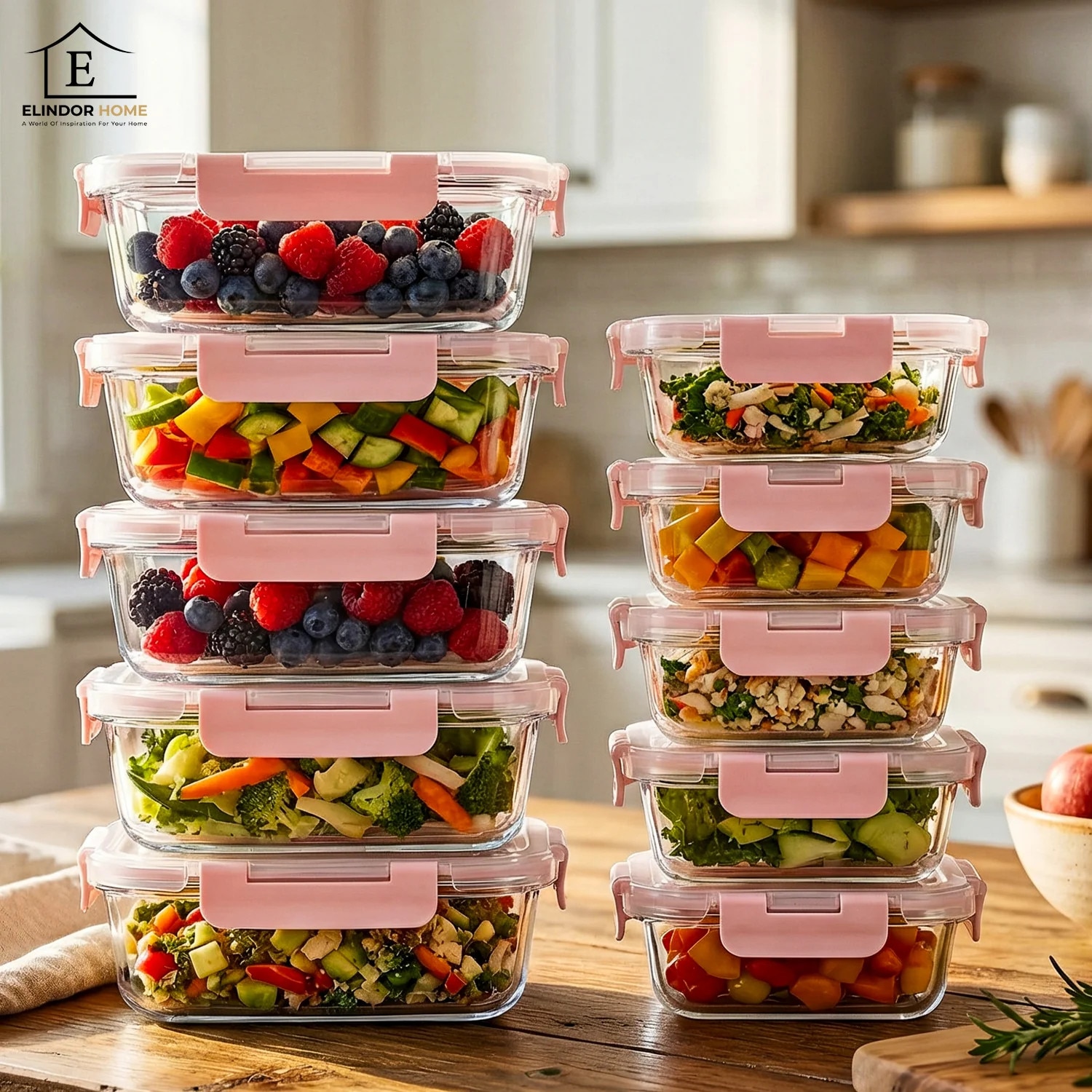 Set 10 Caserole Elindor® din Sticla, Recipiente Ingrediente pentru ...