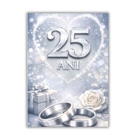 Felicitare 13x18cm cu plic- aniversare 25 ani de la nunta/nunta de argint