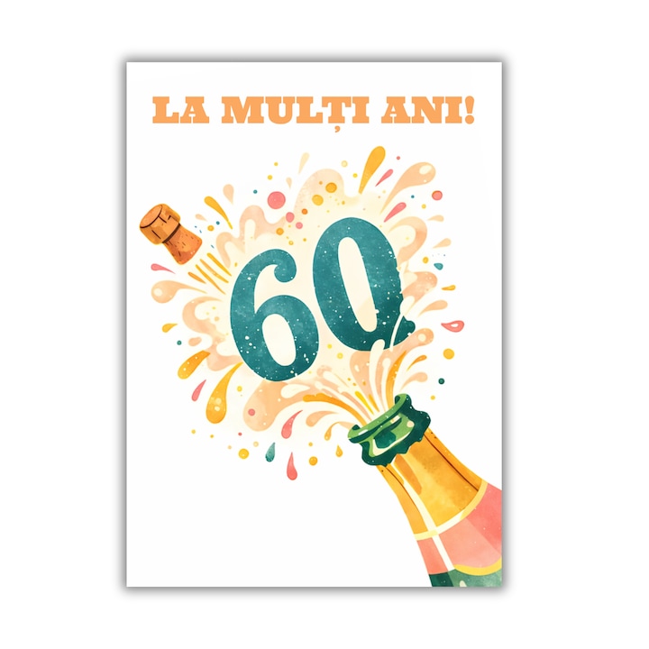 Felicitare 13x18cm cu plic- aniversare/zi nastere 60 ani