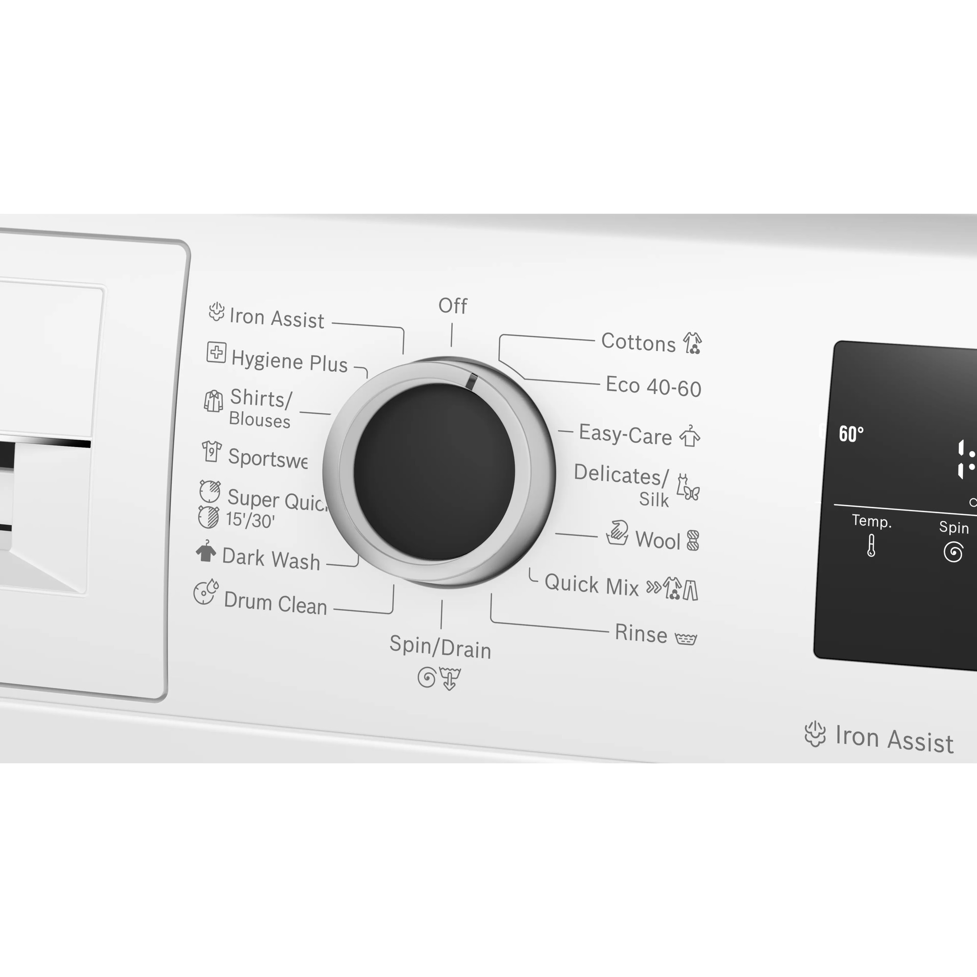 Masina de spalat rufe Bosch WAN2826NBY, 9 Kg, 1400 RPM, EcoSilence Drive, Iron Assist, Hygiene Plus, Control electronic/touch, program Dark colors, Speed Perfect, Clasa A, 60 cm, Alb/Gri