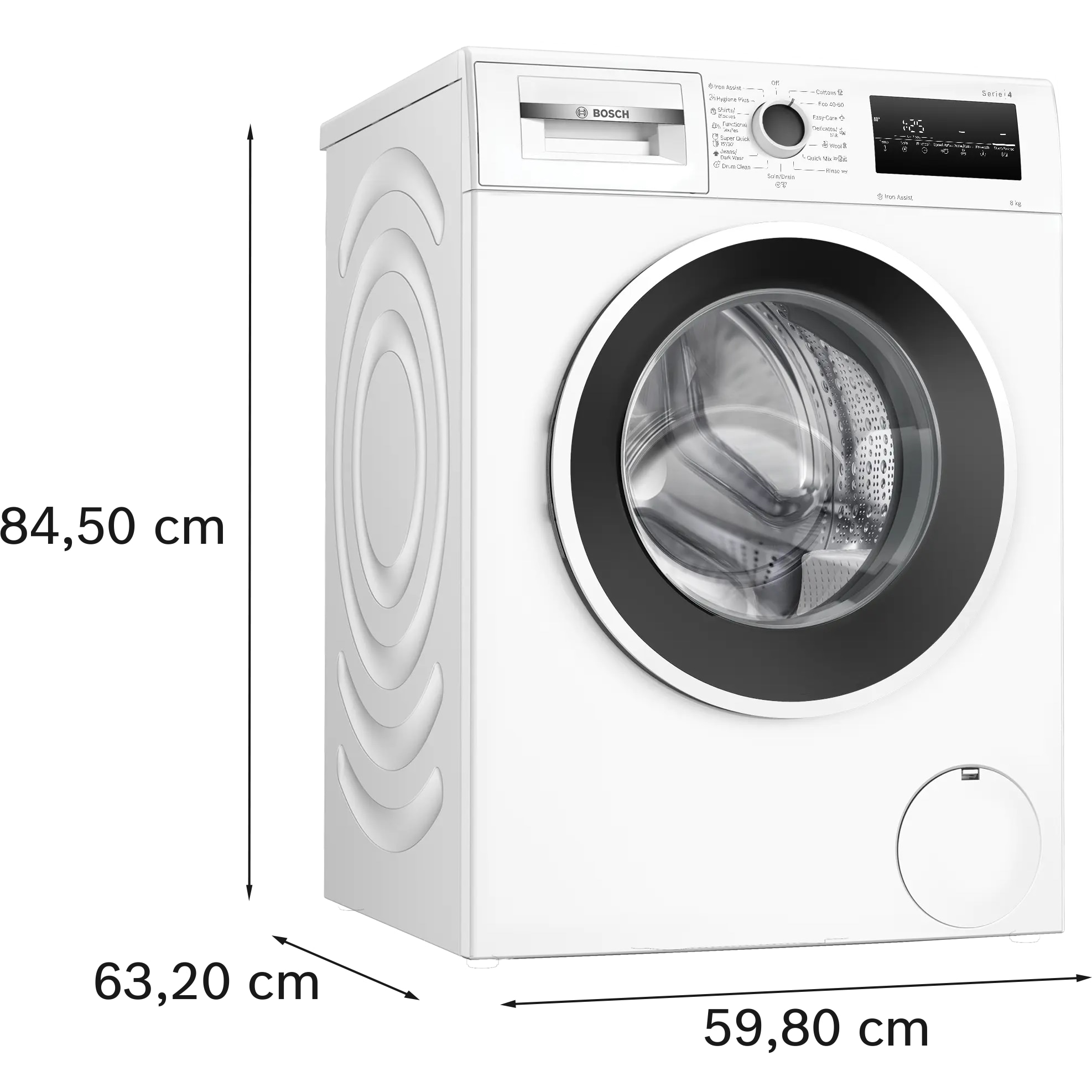 Masina de spalat rufe Bosch WAN2826SBY, 8 Kg, 1400 RPM, Iron Assist, Hygiene Plus, EcoSilence Drive, Control electronic/touch, Speed Perfect, program Dark colors, Clasa A, 60 cm, Alb/antracit