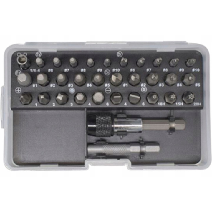 Set de 34 capete pentru extragerea suruburilor, Falon-Tech, otel, valiza plastic