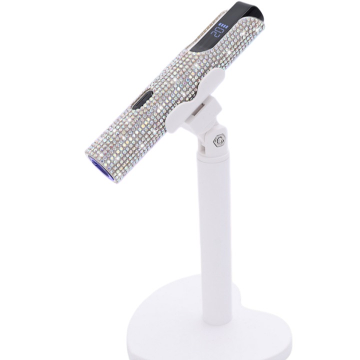 Suport portabil mini pentru manichiura cu lampa cu bec plat, rotativ la 360 de grade, uscare rapida, portabil, 12, 50 x 10, 30 x 3, 40 (cm), 220 V, argintiu