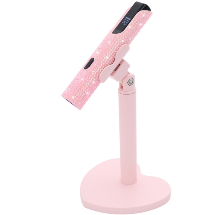 Suport portabil mini pentru manichiura cu lampa cu bec plat, rotativ la 360 de grade, uscare rapida, portabil, 12, 50 x 10, 30 x 3, 40 (cm), 220 V, roz