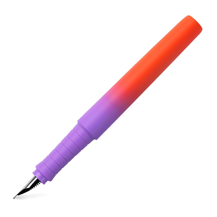 Stilou Faber-Castell Poly Pen Flow, violet-portocaliu, varf mediu, corp din plastic reciclat