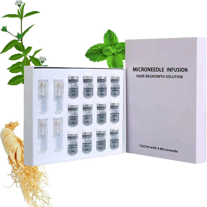 Ser pentru Regenerarea Parului cu Micro-Infuzie – Tratament pentru Scalp, Intarirea Foliculilor si Reducerea Subtierii, 12 fiole × 5 ml