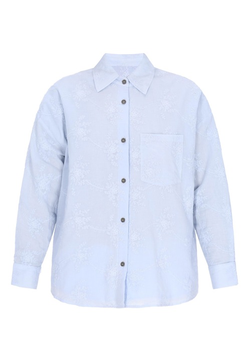 Camasa dama CALEY, albastru, croiala lejera, guler clasic, 100% bumbac, M INTL