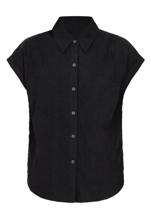 Camasa dama CALEY, negru, bumbac, croiala guler clasic, Negru