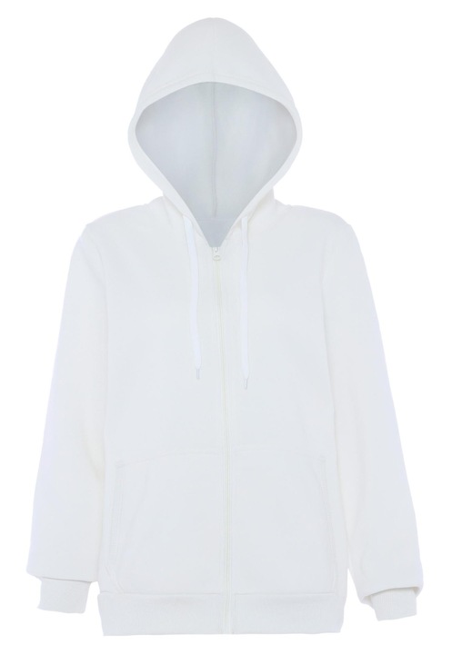 Női pulóver CALEY, fehér, klasszikus szabás, kapucnis, Fehér