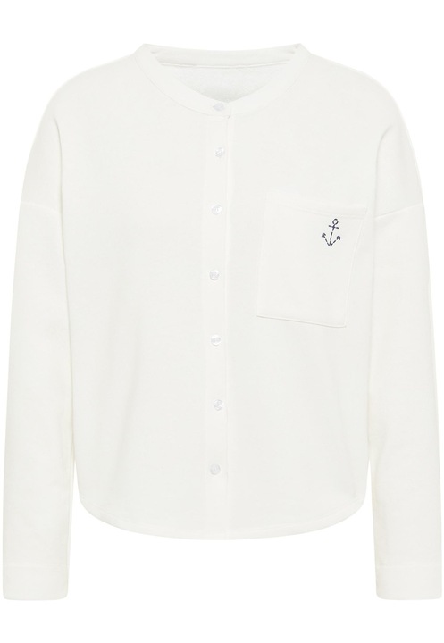 Bluza dama, CALEY, croiala lejera, broderie ancora, alb, bumbac, XS INTL