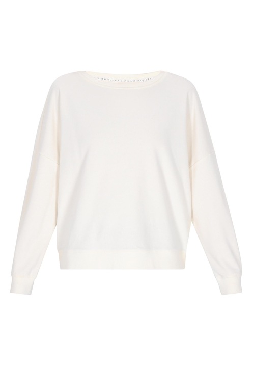 Bluza dama, CALEY, croiala lejera, decolteu tip barca, alb, tricotaj moale, M INTL