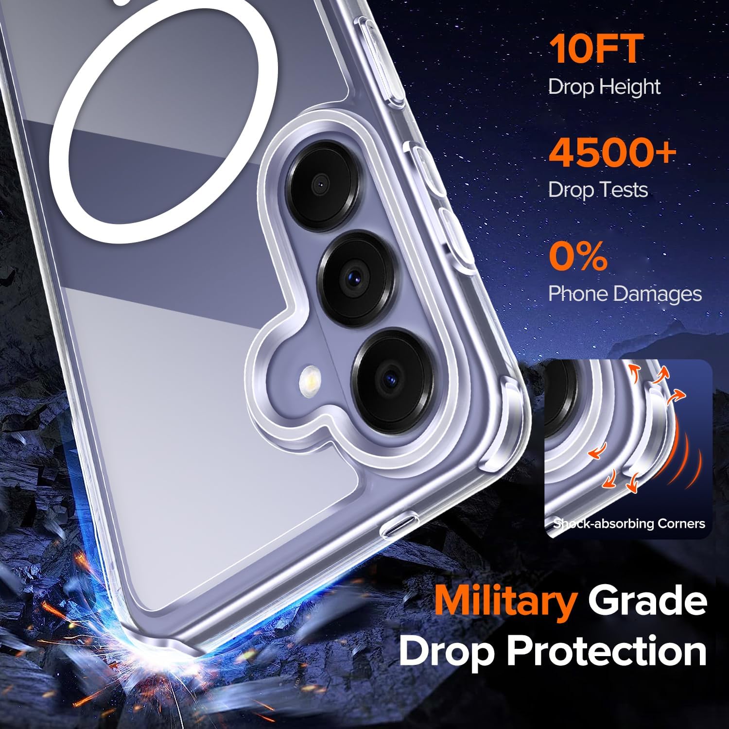 Husa pentru Samsung Galaxy S26, Joyshell compatibil cu MagSafe, Antisoc, Wireless Charging, Transparent