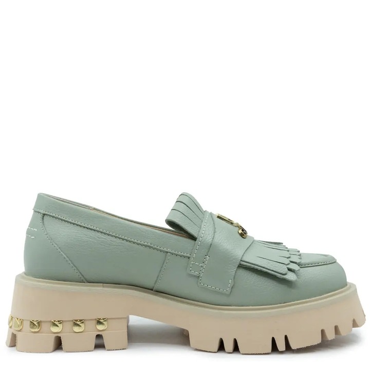 Mocasini dama, Glemis, f-4.60, Piele naturala, Verde menta