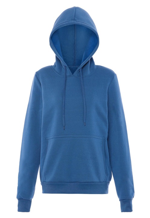 CALEY női pulóver, kék, puha anyagból, kapucnival, XS INTL