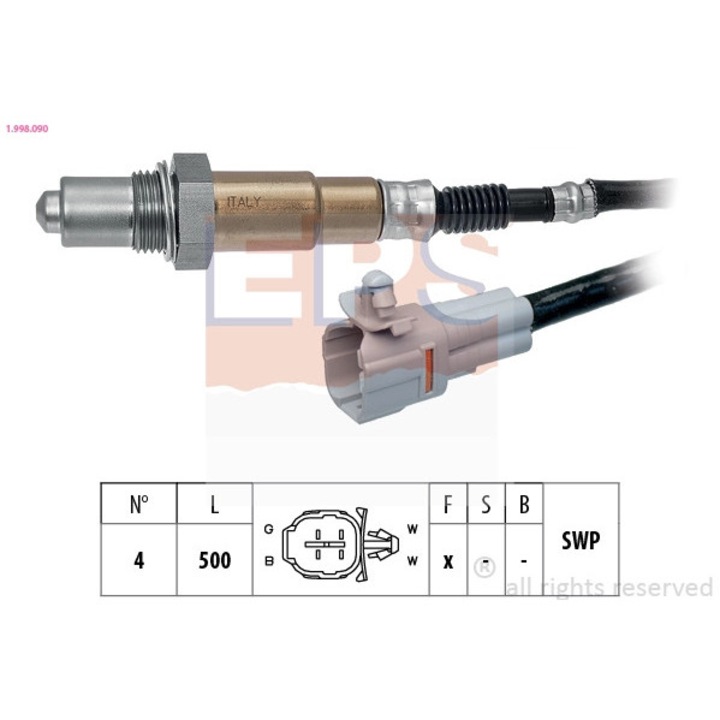 Lambda szonda EPS 1.998.090, kompatibilis Suzuki Grand Vitara 2, 1.6L, 2.0L