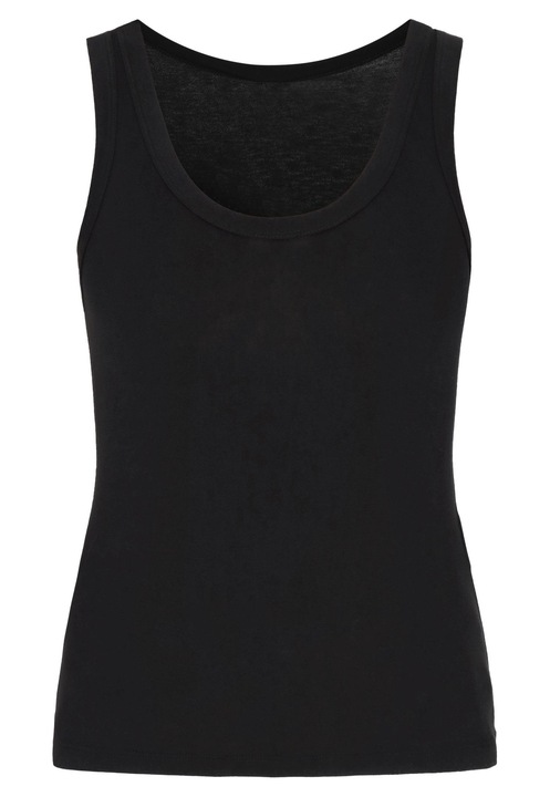 Bluza dama CALEY, mulata, fara maneci, decolteu rotund, neagra, material elastic, XS INTL