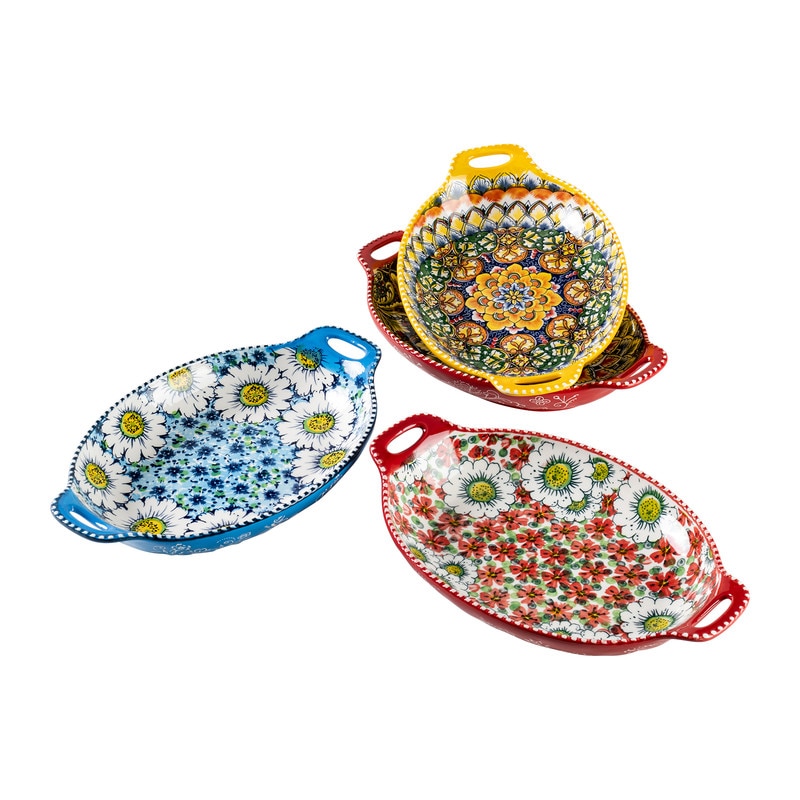 Henten Home Set de 4 boluri de porțelan farfurie fructe boem, 950 ml