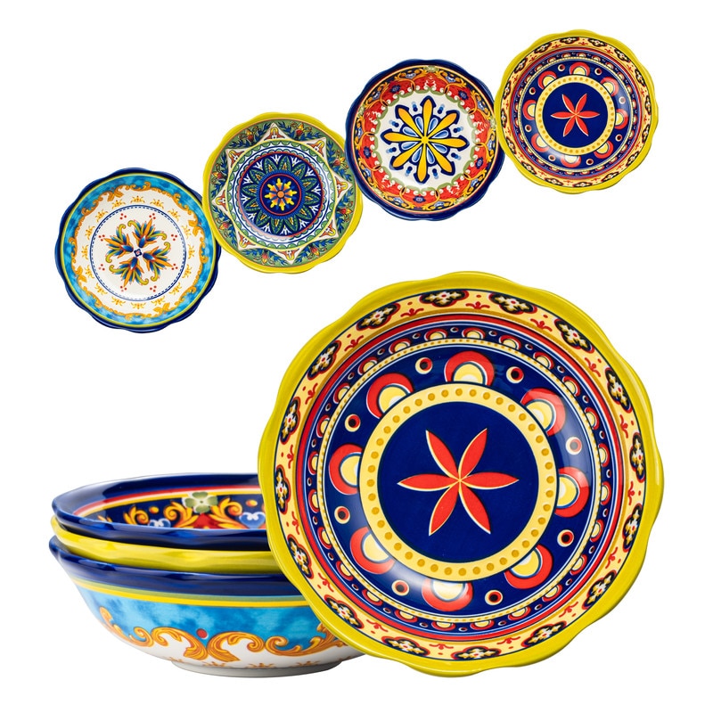 UNICASA Set de 4 boluri de porțelan porumb dejun multicolor, 1 litru
