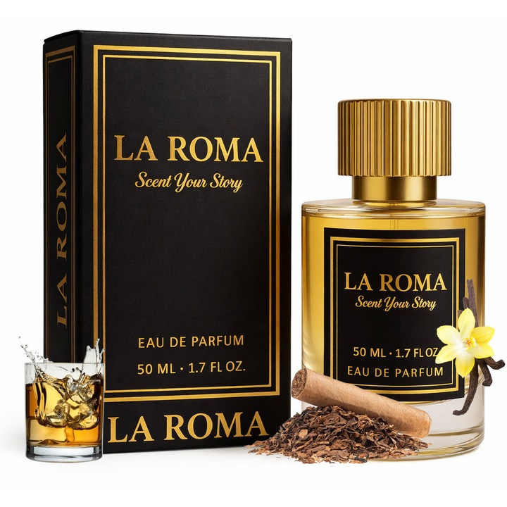 Apa de Parfum La Roma U-14 Right Effect, Unisex, cu rom, vanilie si tabac, oriental-gurmand, persistent, miros intens si indraznet care transmite pasiune si magnetism, 50ml