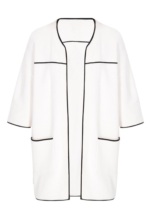 Cardigan dama, CALEY, croiala lejera, alb, viscoza, nailon, poliester, S INTL