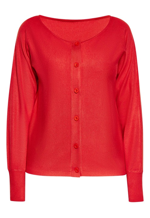 Cardigan dama, CALEY, moale, maneci lungi, rosu, viscoza, poliamida, S INTL