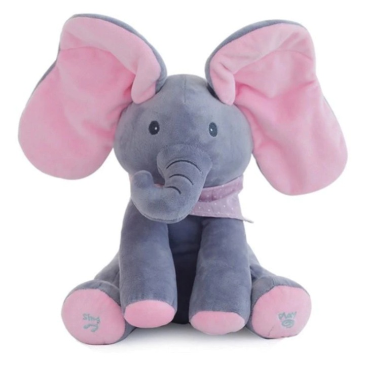 Jucărie interactivă Aymax Elefant Peek-a-Boo, muzicală, 26cm, multicolor