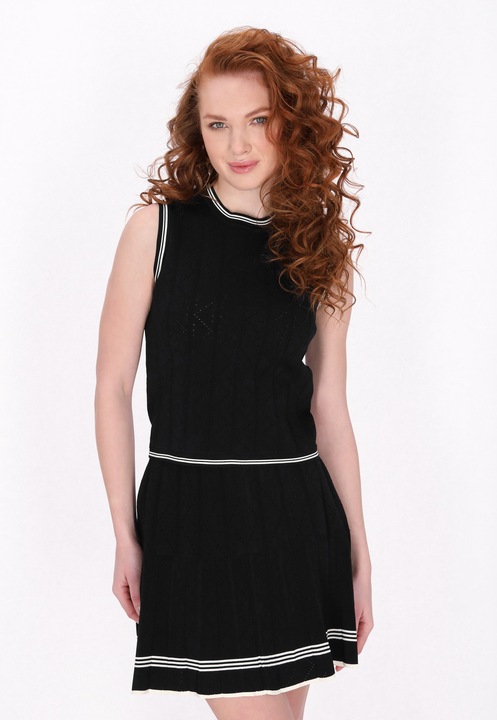 CALEY női felső, fekete, testhezálló szabás, kerek nyakkivágás, viszkóz anyag, XS INTL