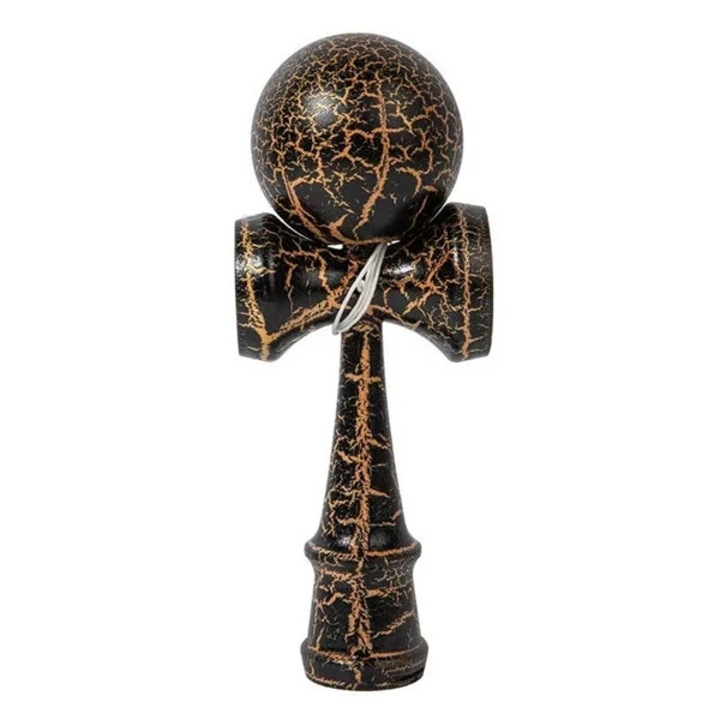 Kendama, Depox, Cracked, Lemn, Negru/Auriu, 18 cm