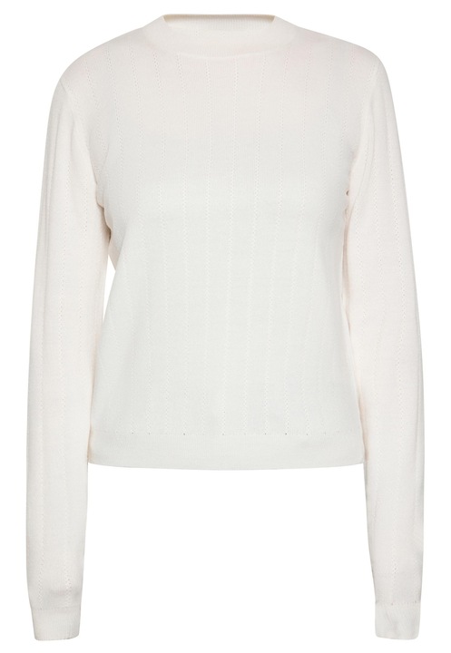 CALEY blúz, csipke, kerek nyakú, fehér, 90% akril, M INTL