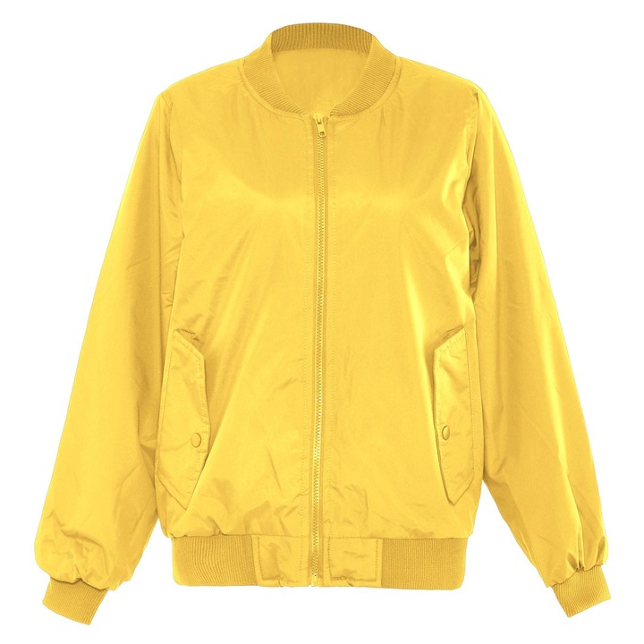 Geaca sport CALEY, galben, material usor, buzunare oblice, XS INTL