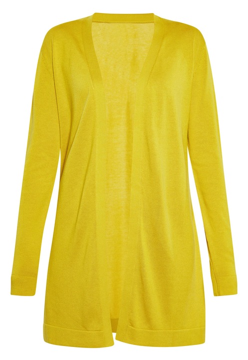 Pulover dama, CALEY, cardigan deschis, galben, bumbac/poliester, M INTL